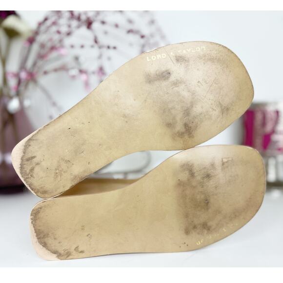 Lord & Taylor White Leather Ankle Strap Wooden Wedge Heel Sandals Size 8 M - Picture 7 of 9